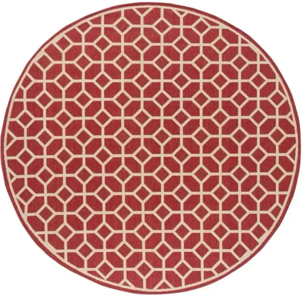 LINDEN 127 Collection LND127Q-6R Red / Creme 6'-7" X 6'-7" Round