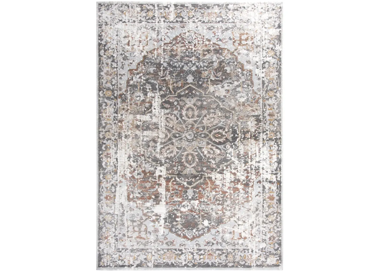 Bristol Beige/Copper Broken Medallion Polypropylene/Polyester 3'11" x 5'6" Rectangle Rug