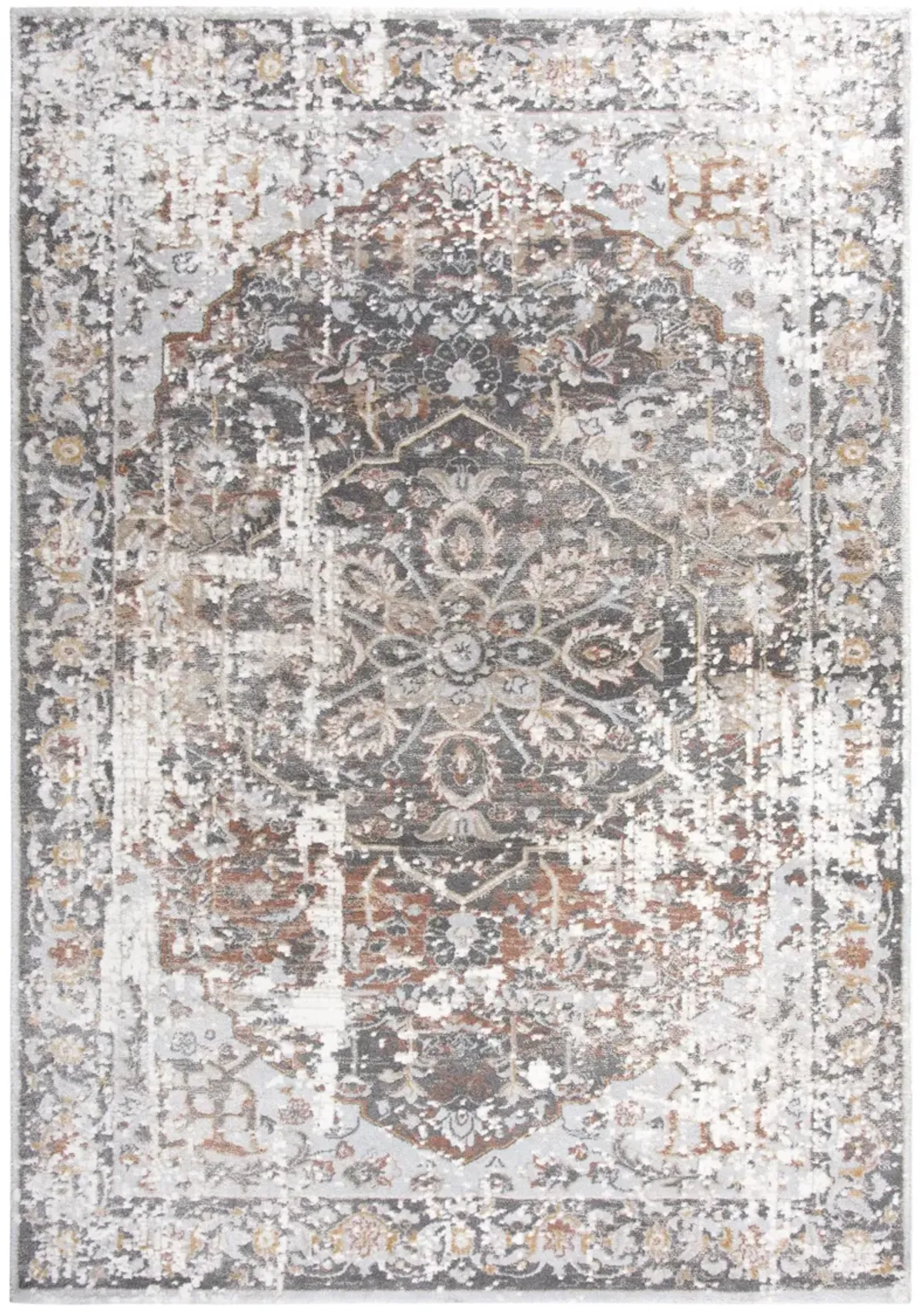 Bristol Beige/Copper Broken Medallion Polypropylene/Polyester 3'11" x 5'6" Rectangle Rug