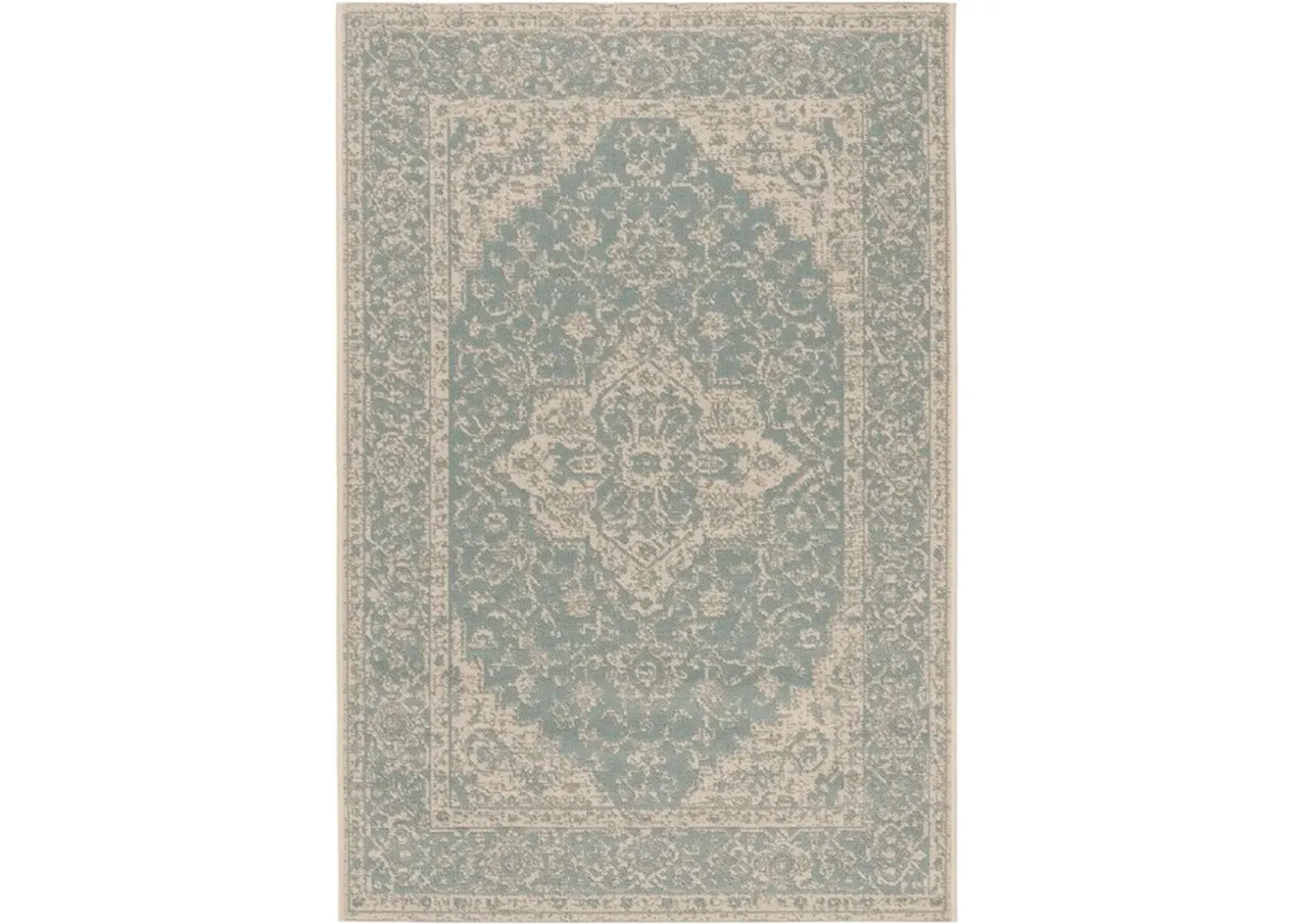 LINDEN 137 Collection LND137K-5 Aqua / Cream 5'-3" X 7'-6"