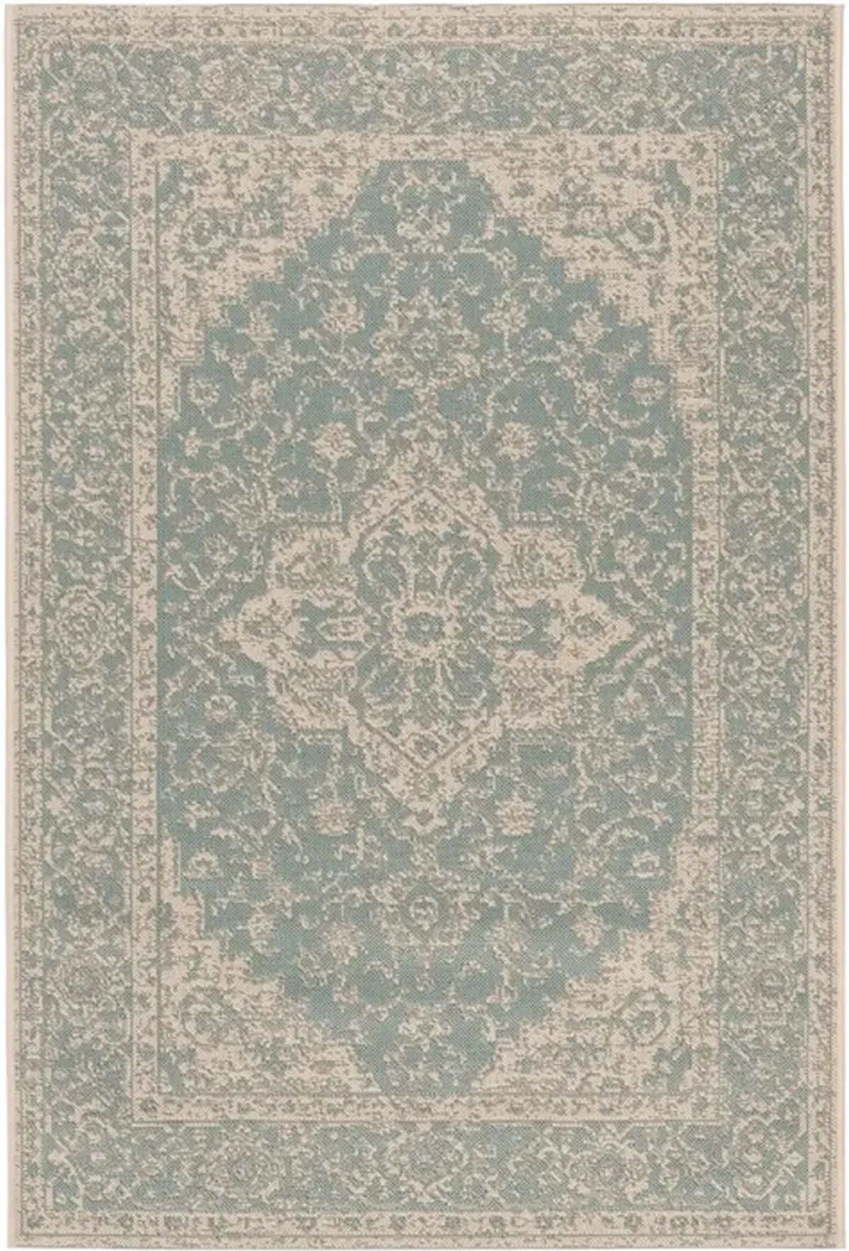 LINDEN 137 Collection LND137K-5 Aqua / Cream 5'-3" X 7'-6"