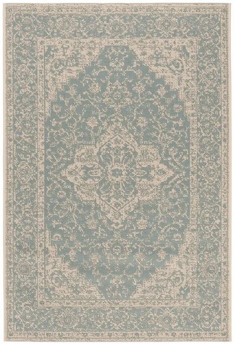 LINDEN 137 Collection LND137K-5 Aqua / Cream 5'-3" X 7'-6"