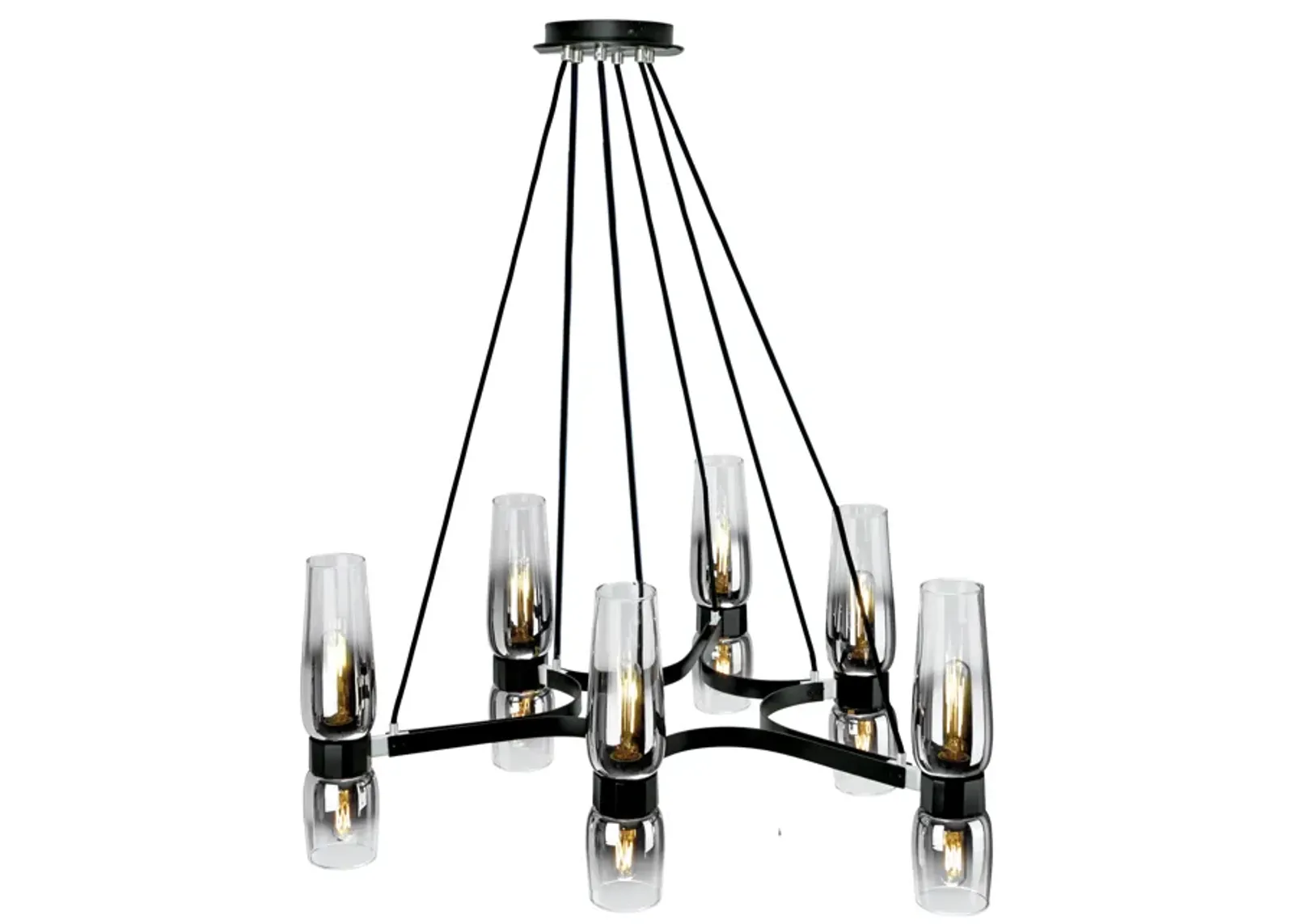 Flame Chandelier - Matte Black With Chrome