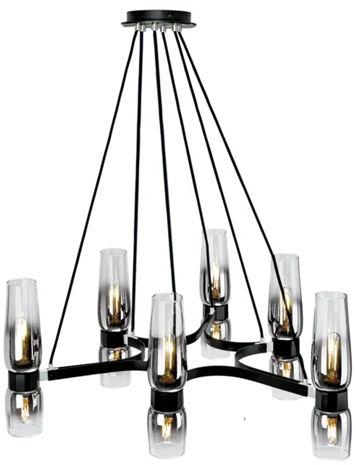 Flame Chandelier - Matte Black With Chrome