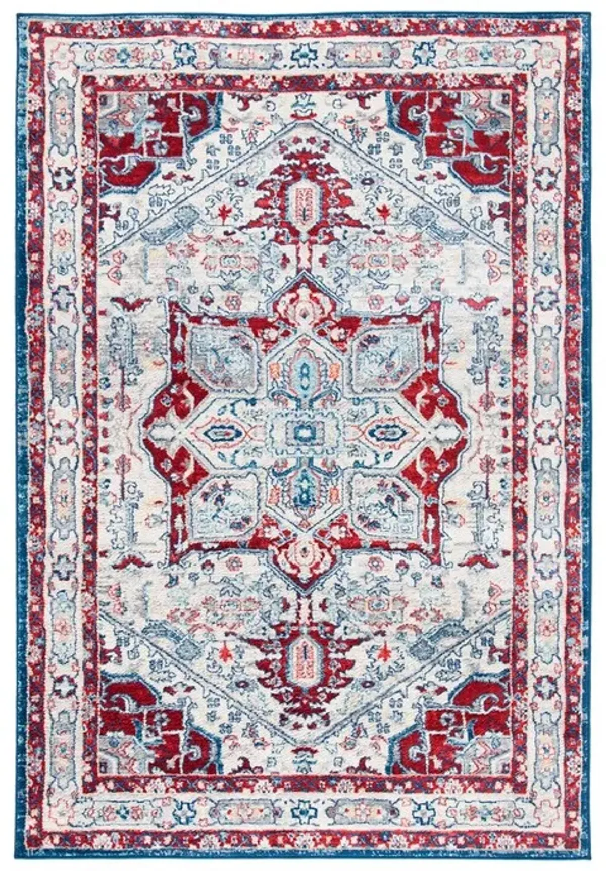 Brentwood 852 Ivory / Red 5'-3" X 7'-6" Medium Rectangle Powerloomed Rug