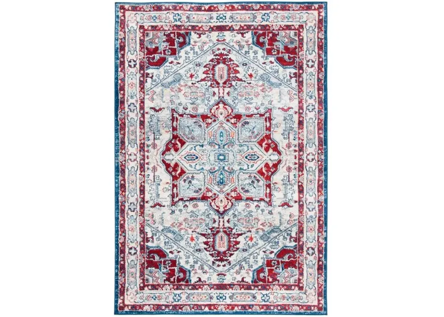 Brentwood 852 Ivory / Red 5'-3" X 7'-6" Medium Rectangle Powerloomed Rug