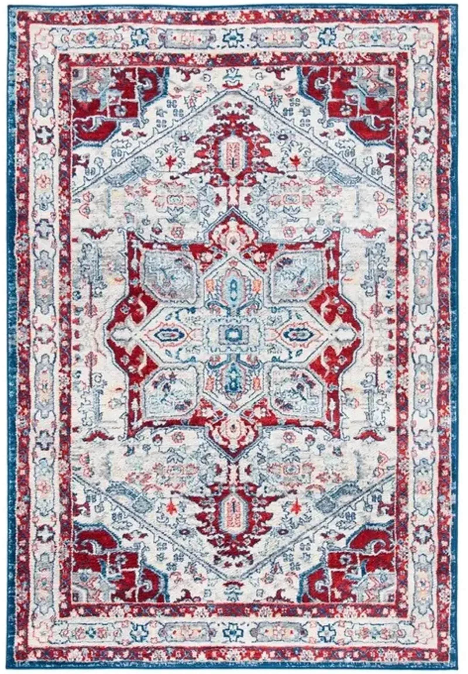 Brentwood 852 Ivory / Red 5'-3" X 7'-6" Medium Rectangle Powerloomed Rug