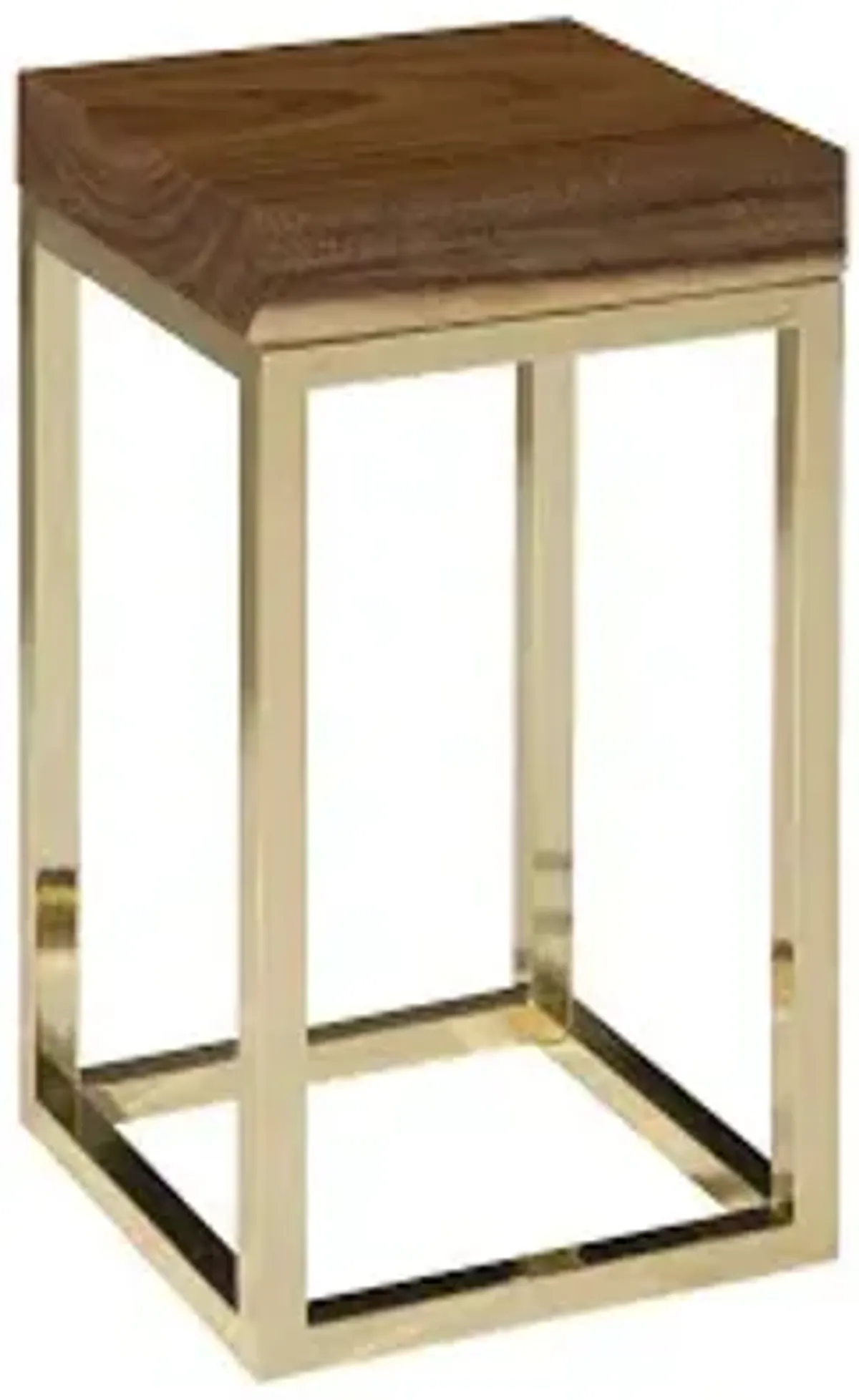 hayden end table, natural, narrow, square, plated brass base