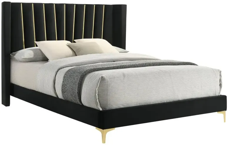 Kendall Upholstered Tufted Queen Panel Bed Black