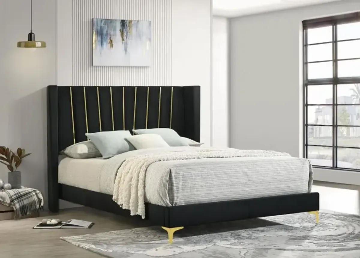 Kendall Upholstered Tufted Queen Panel Bed Black