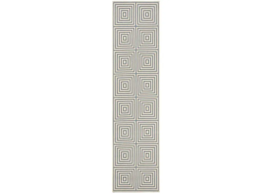 LINDEN 123 Collection LND123N-28 Cream / Blue 2'-2" X 8'