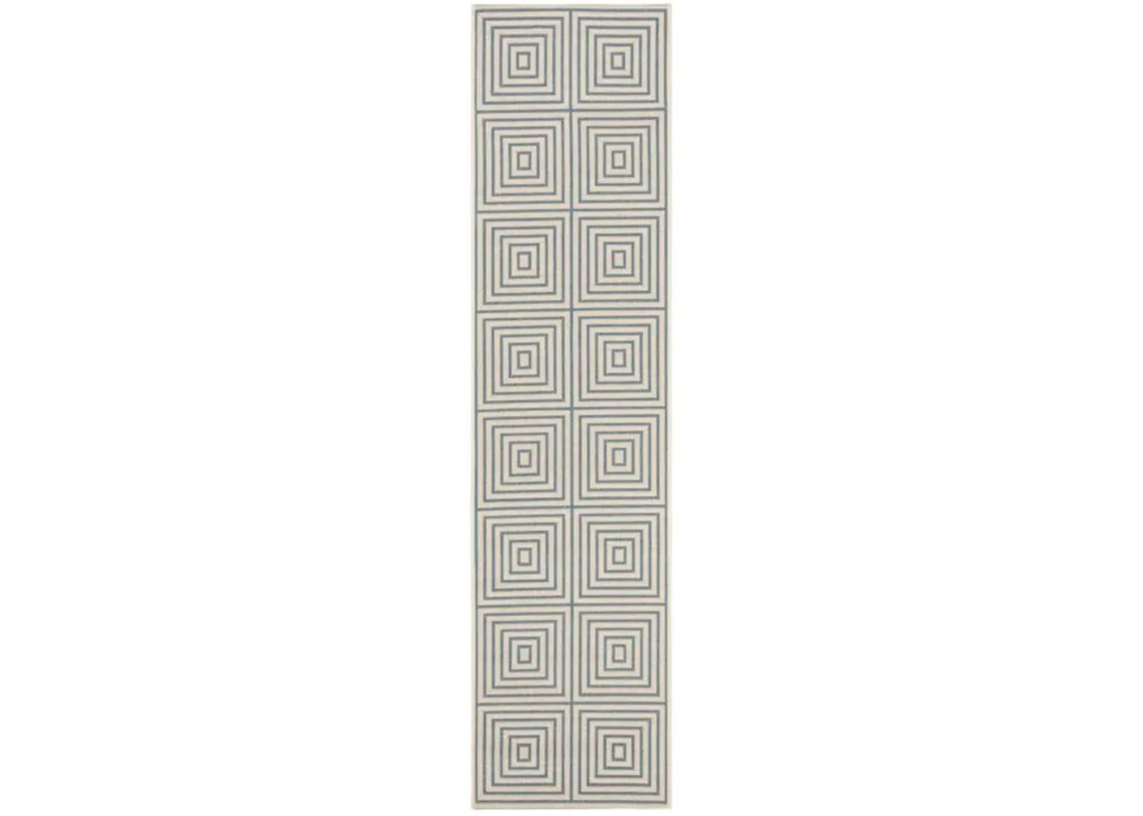 LINDEN 123 Collection LND123N-28 Cream / Blue 2'-2" X 8'