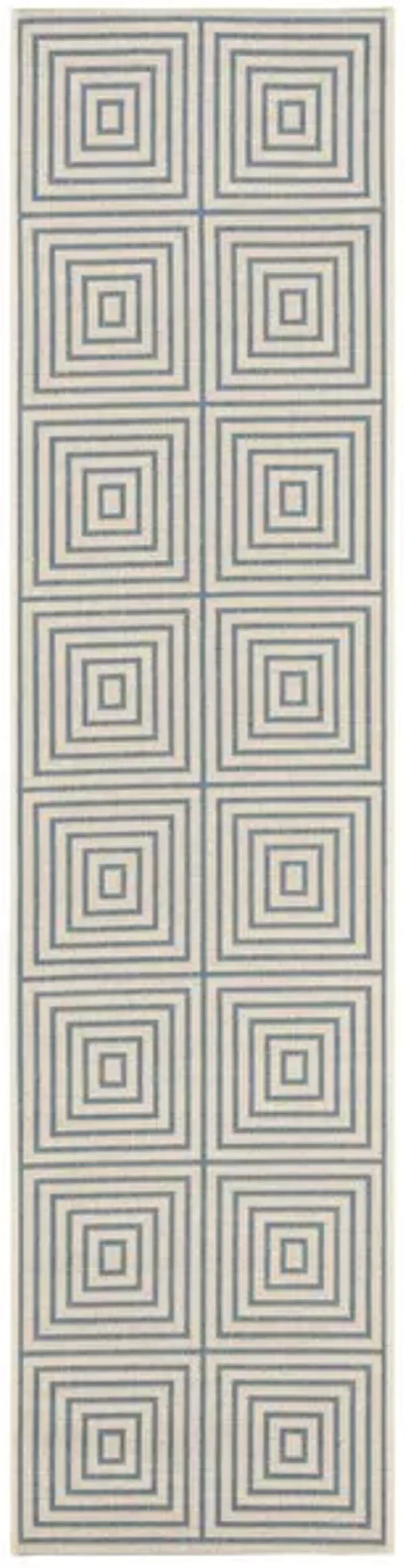 LINDEN 123 Collection LND123N-28 Cream / Blue 2'-2" X 8'