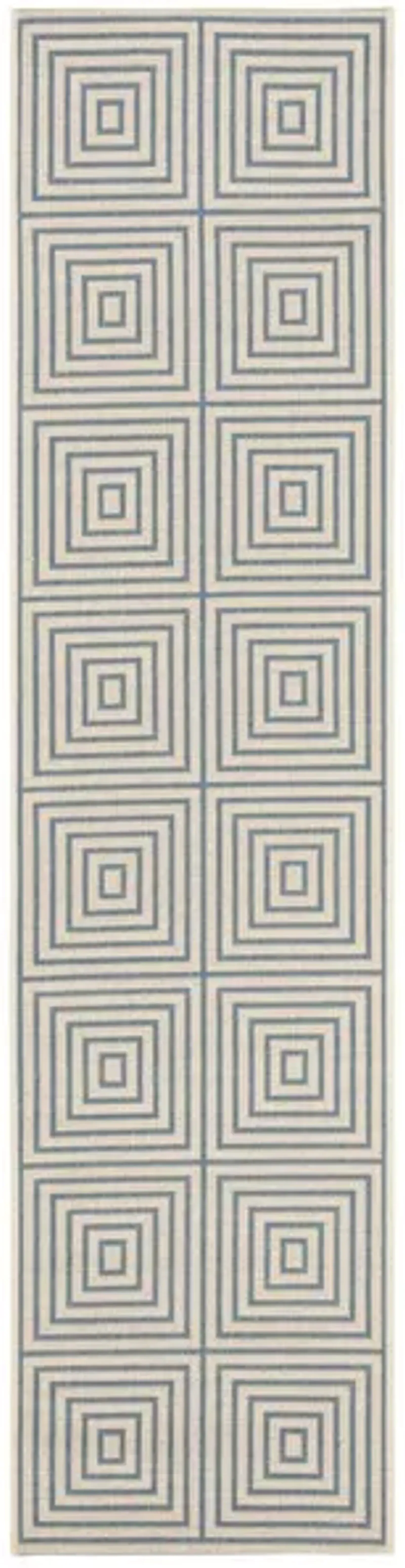 LINDEN 123 Collection LND123N-28 Cream / Blue 2'-2" X 8'