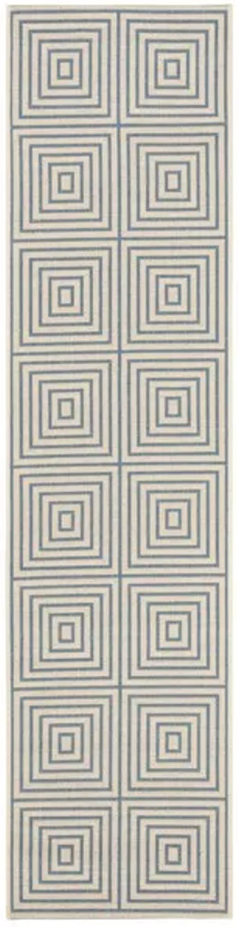 LINDEN 123 Collection LND123N-28 Cream / Blue 2'-2" X 8'