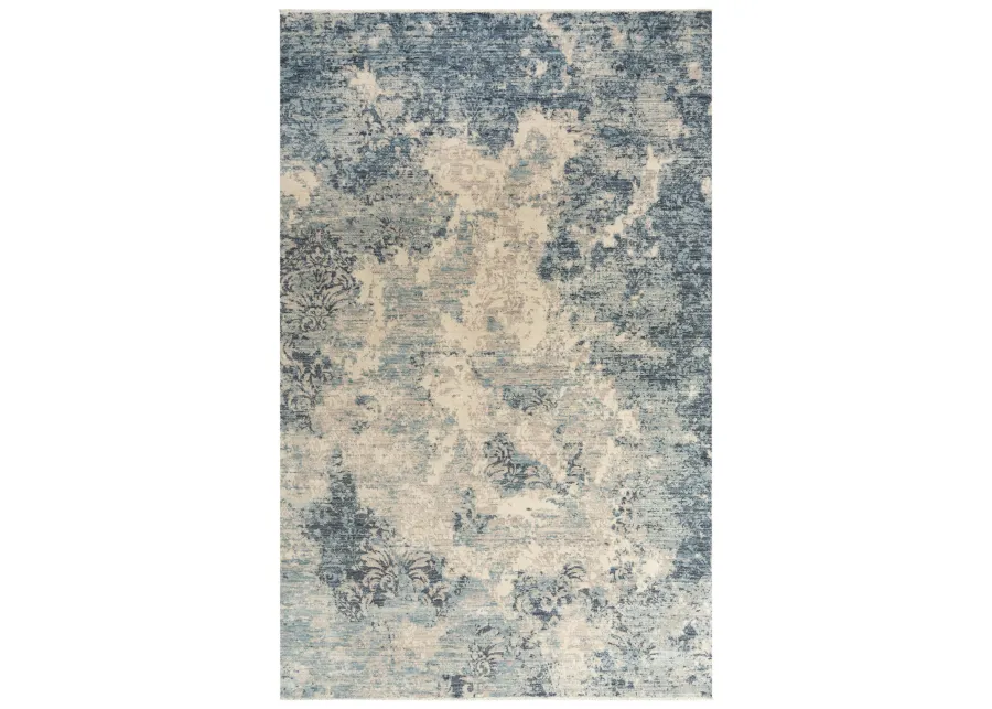 Platinum Blue Abstract Proprietary Wool 8' x 10' Rectangle Rug