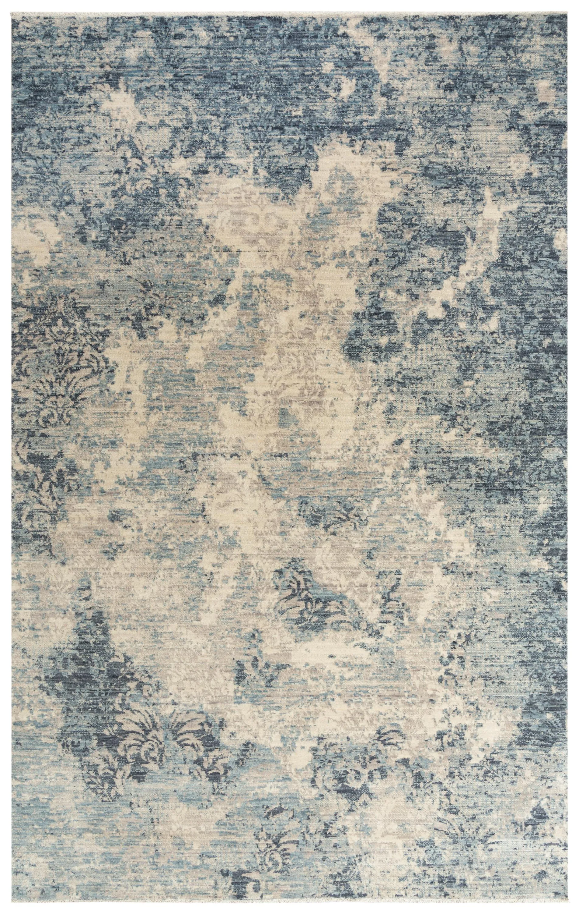 Platinum Blue Abstract Proprietary Wool 8' x 10' Rectangle Rug