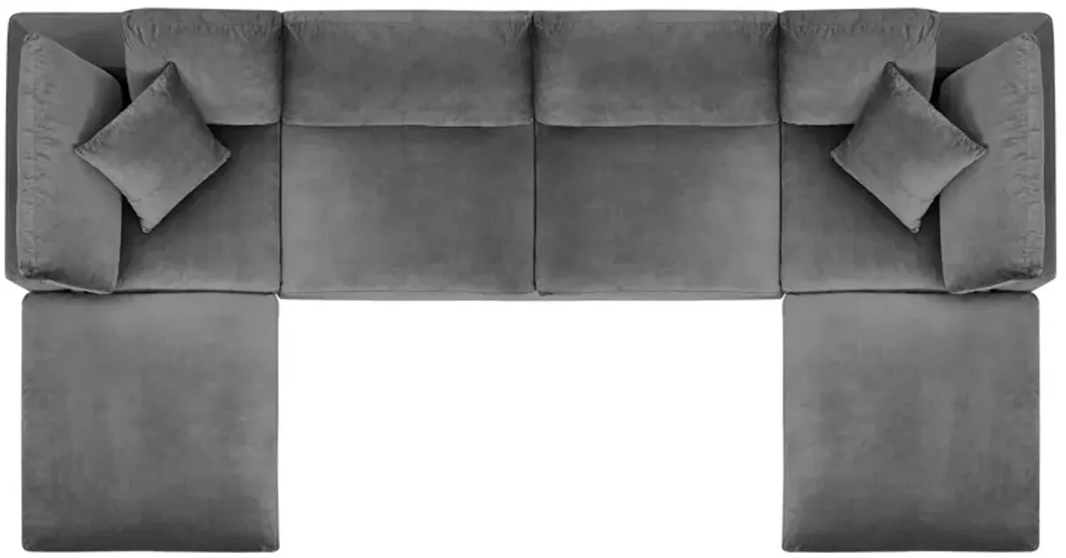 Commix Down Filled Overstuffed Performance Velvet 6-Piece Sectional 