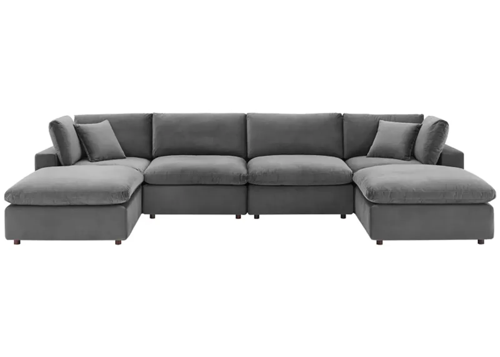 Commix Down Filled Overstuffed Performance Velvet 6-Piece Sectional 