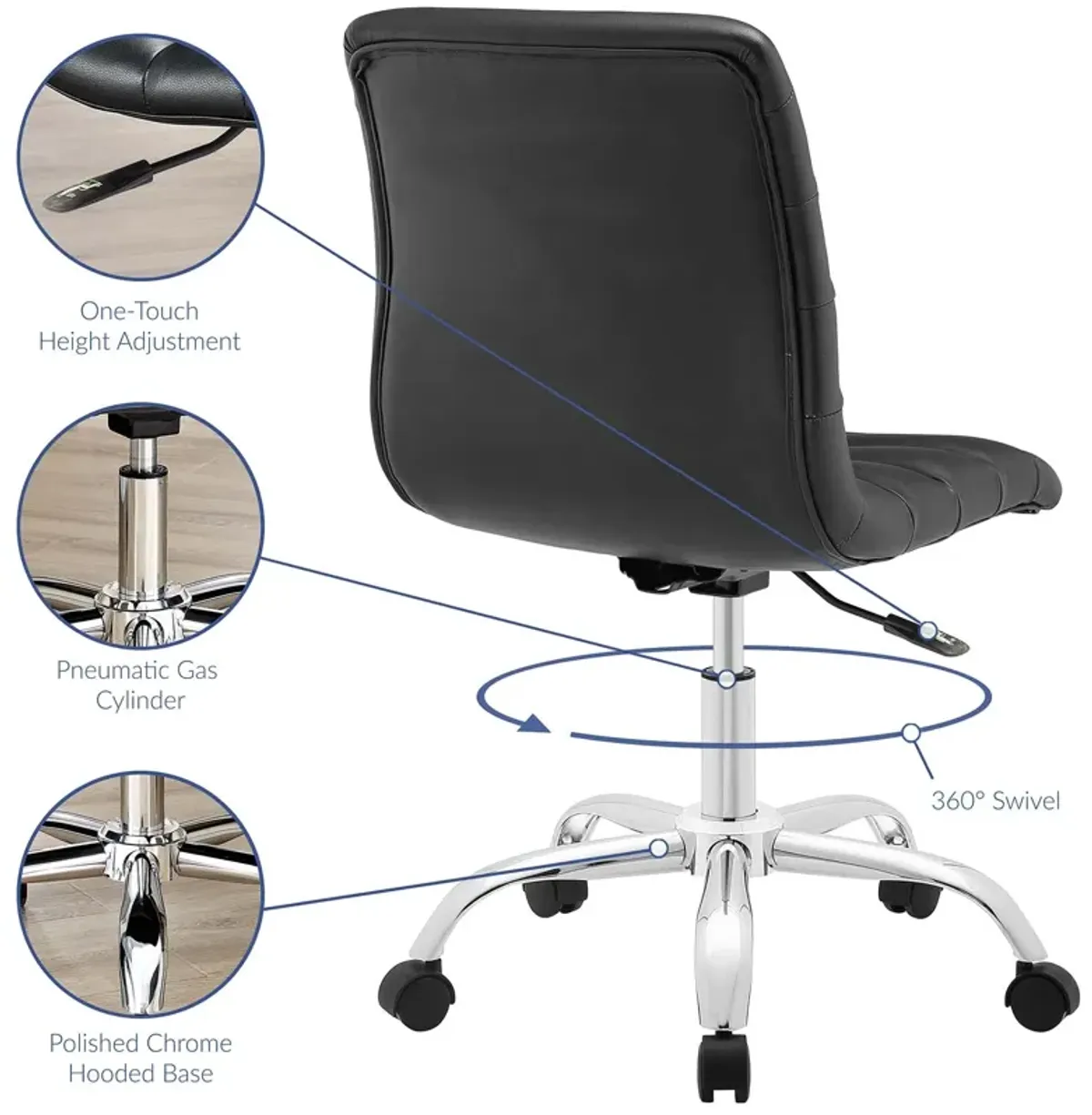 Ripple Armless Mid-Back Vinyl Office Chair