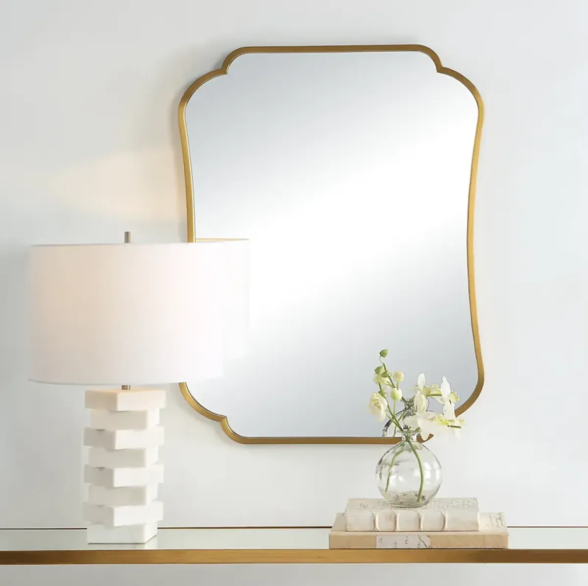 Athena Brushed Brass Mirror