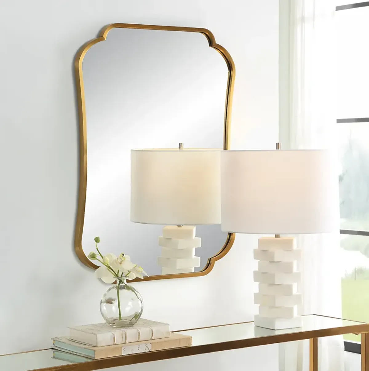 Athena Brushed Brass Mirror