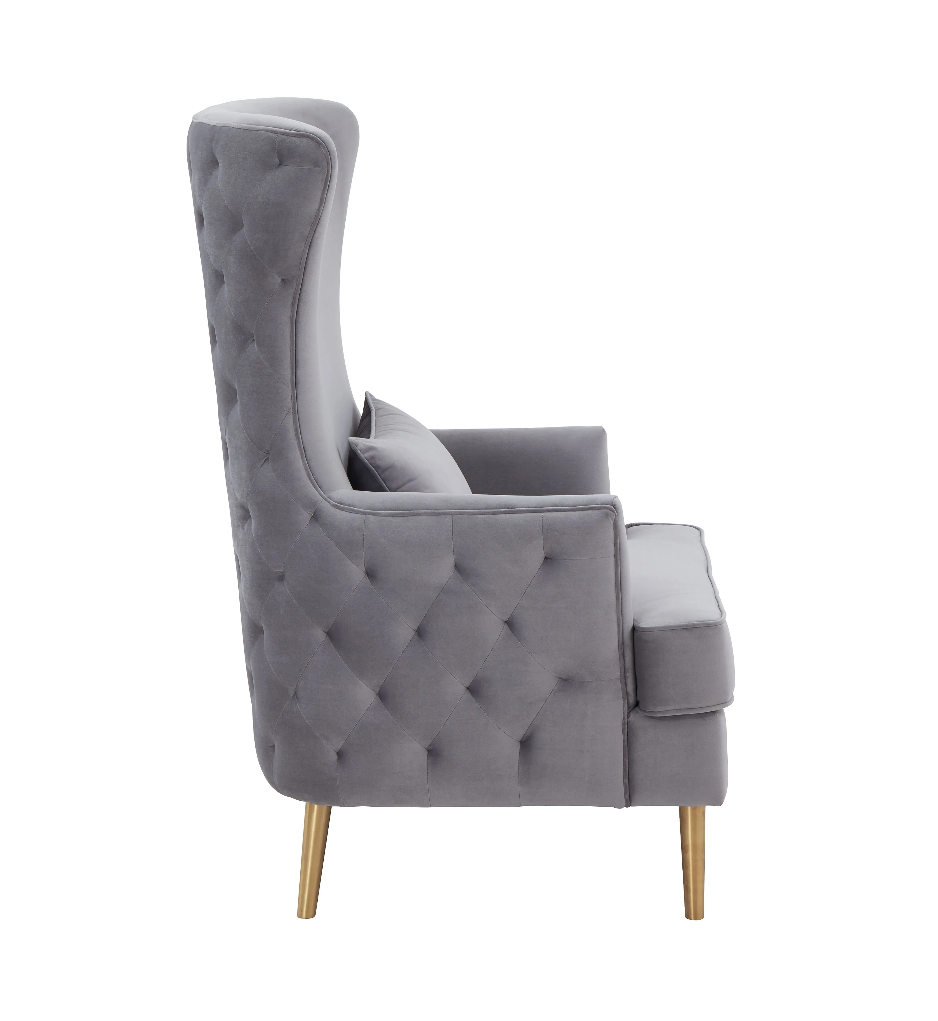 Alina Grey Tall Tufted Back Chair