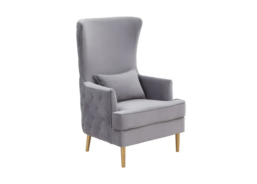 Alina Grey Tall Tufted Back Chair