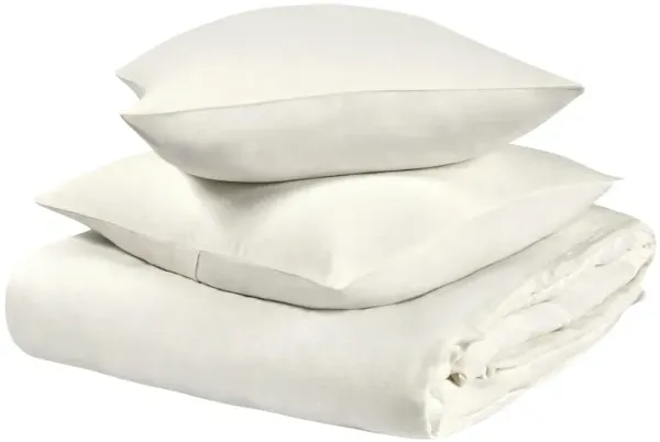 Paloma 3-Piece Hemp Fabric Ivory King Duvet Set
