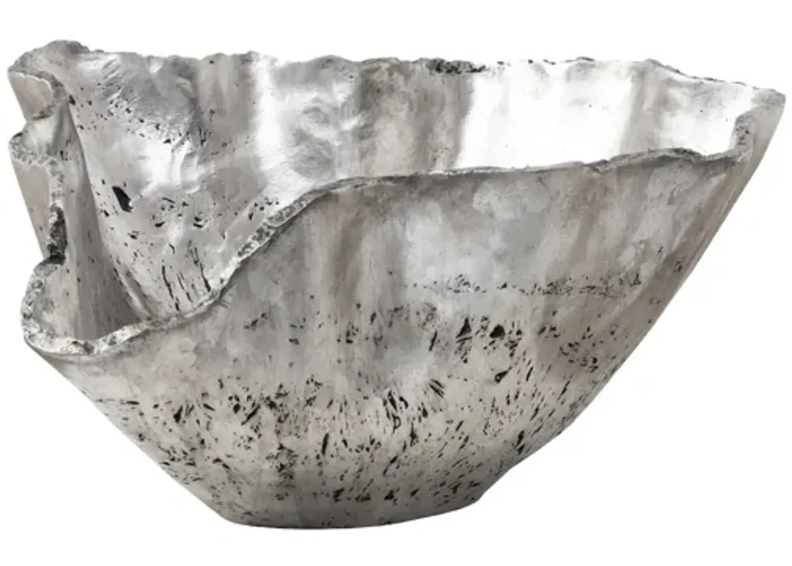 Cast Onyx Bowl, Silver Leaf, Large