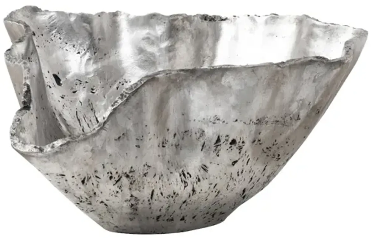 Cast Onyx Bowl, Silver Leaf, Large