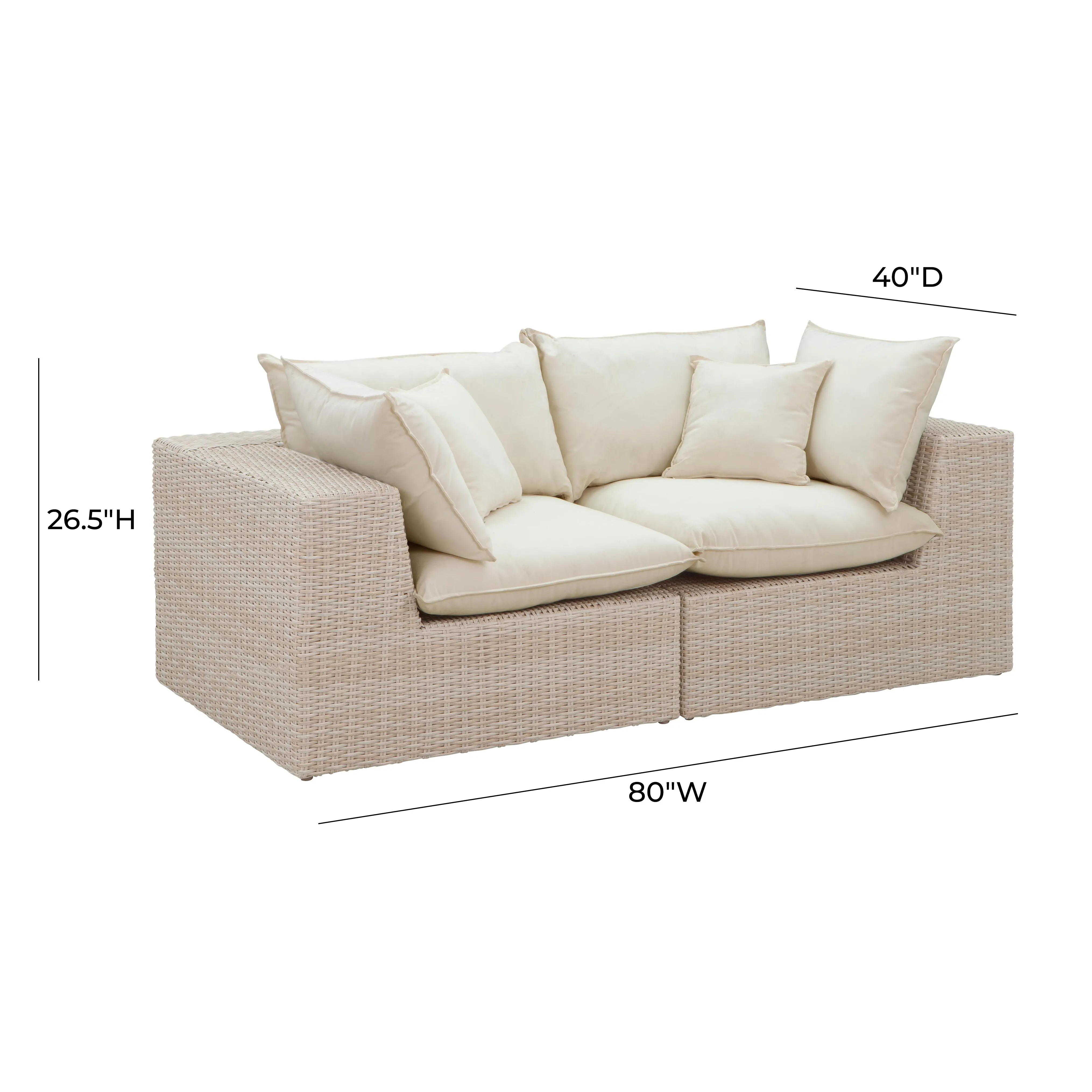 Cali Natural Wicker Outdoor Modular Loveseat