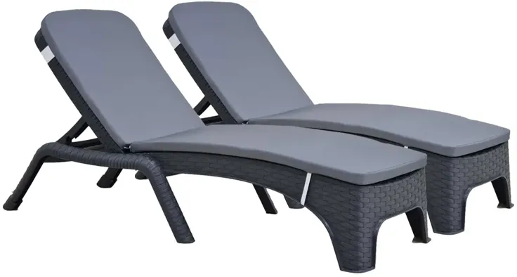 Roma Set of 2 Chaise Lounger w/cushion-Anthracite