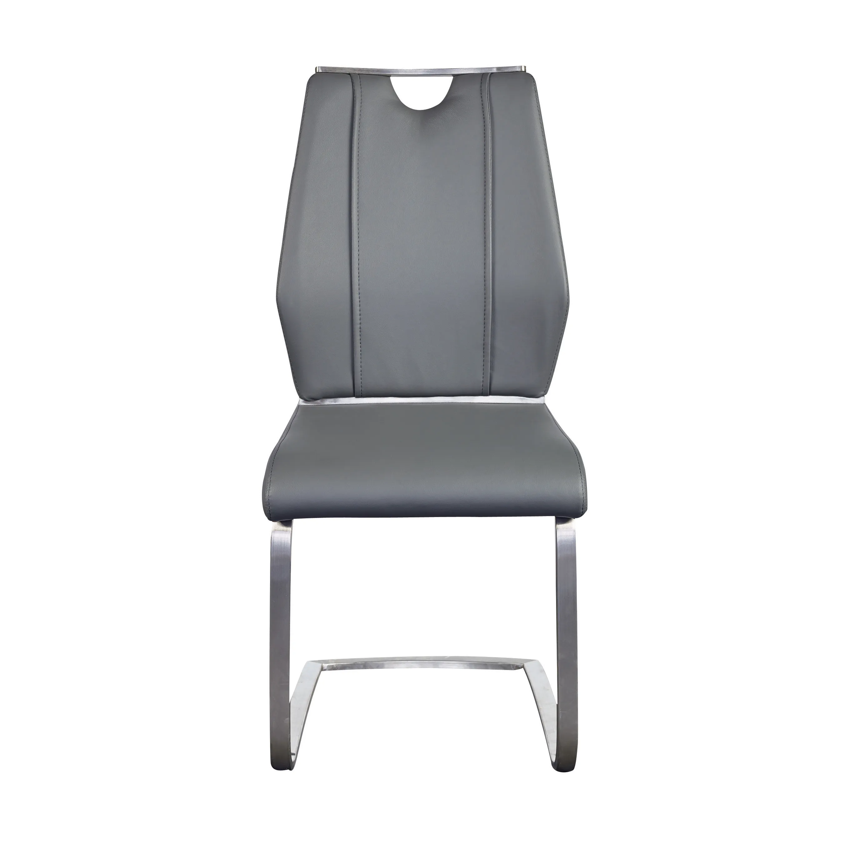 Lexington Side Chair in Gray and Brushed Stainless Steel - Set of 2