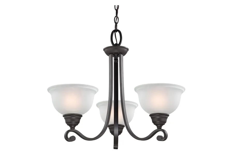 Hamilton 3-Light Chandelier in Oil Rubbed Bronze with White Glass