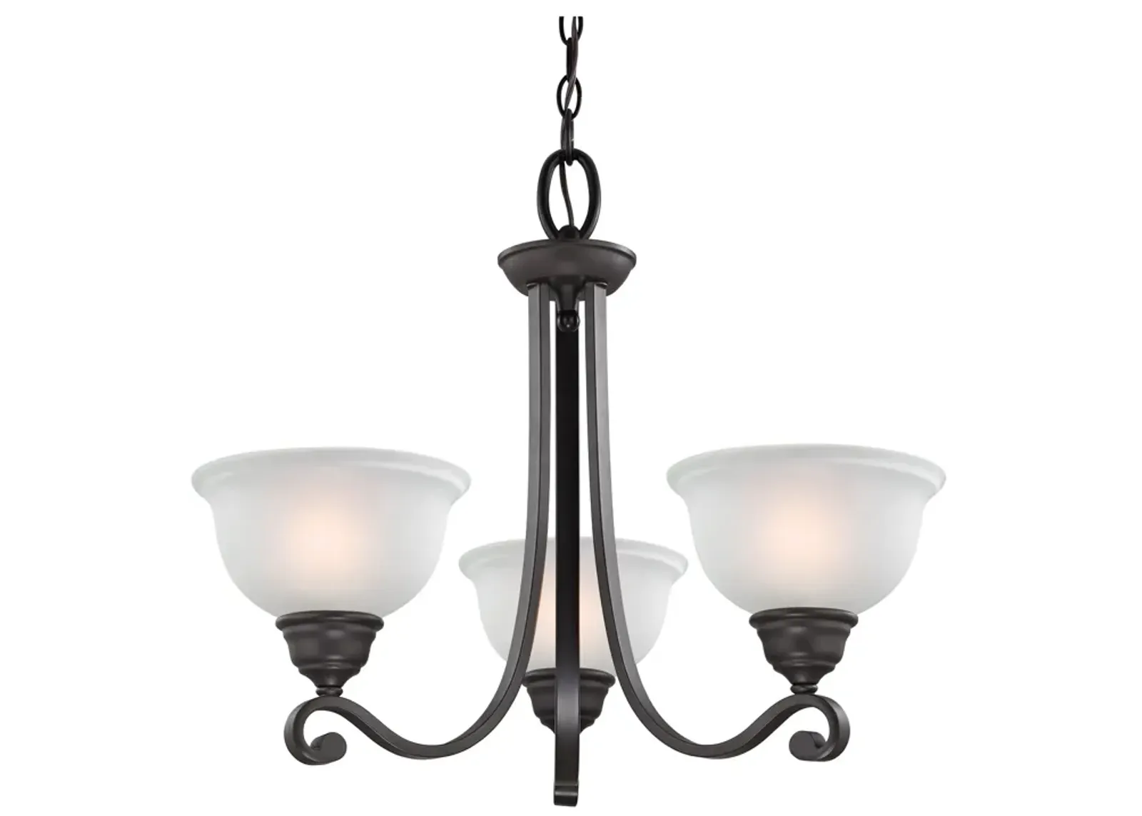 Hamilton 3-Light Chandelier in Oil Rubbed Bronze with White Glass