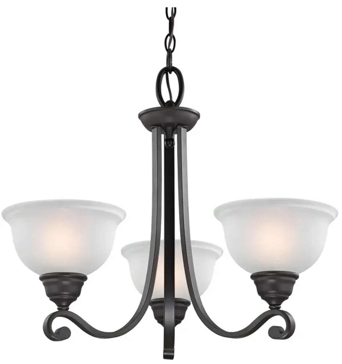 Hamilton 3-Light Chandelier in Oil Rubbed Bronze with White Glass