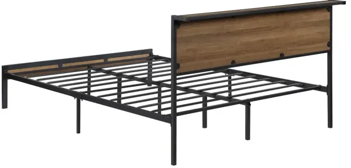 Ricky Full Platform Bed Light Oak and Black