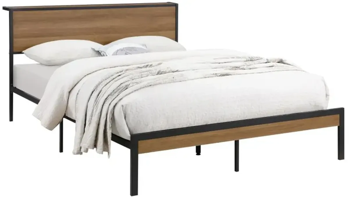 Ricky Full Platform Bed Light Oak and Black