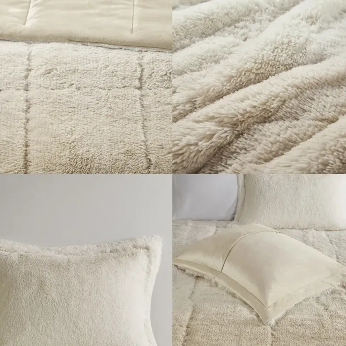 Intelligent Design Brielle Natural Ombre Shaggy Long Fur Comforter Mini Set