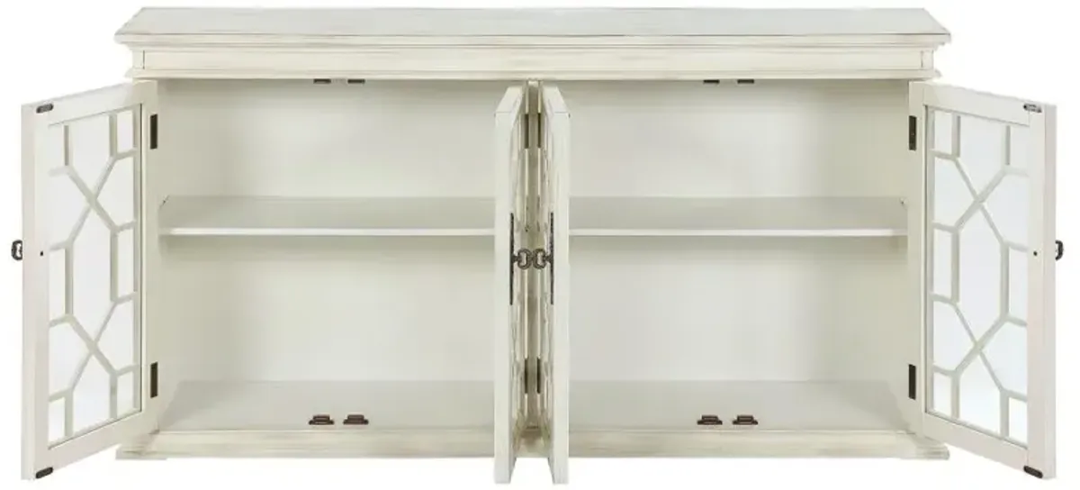 Kiara 4-door Accent Cabinet with Adjustable Shelves White