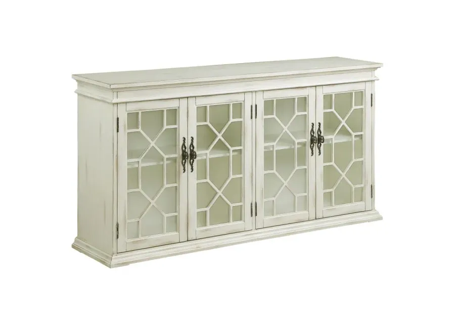 Kiara 4-door Accent Cabinet with Adjustable Shelves White