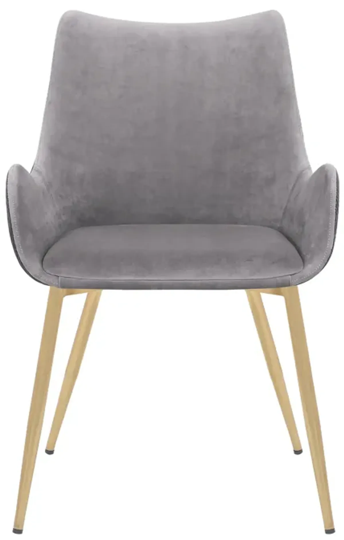 Avery Two Tone Grey Fabric Dining Room Chair with Gold Legs