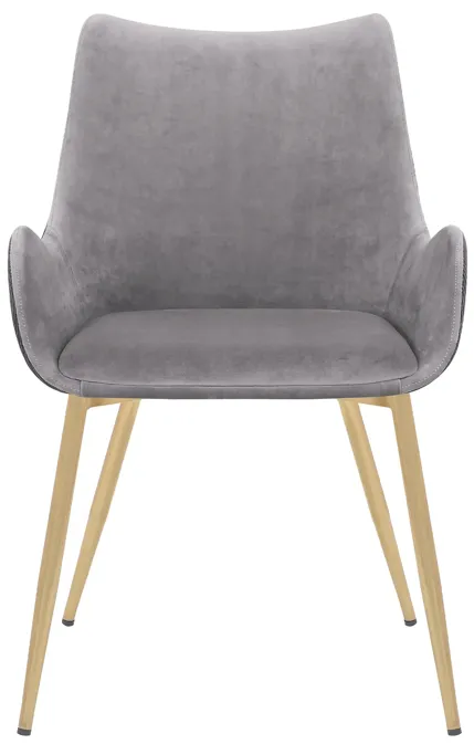 Avery Two Tone Grey Fabric Dining Room Chair with Gold Legs