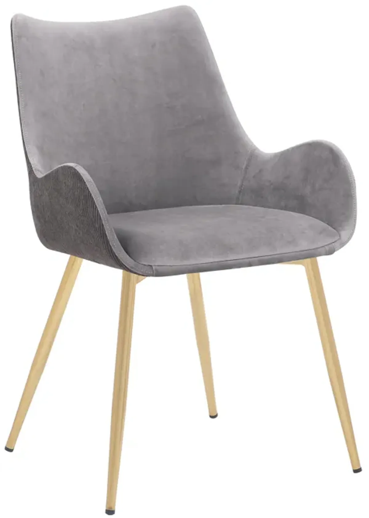 Avery Two Tone Grey Fabric Dining Room Chair with Gold Legs