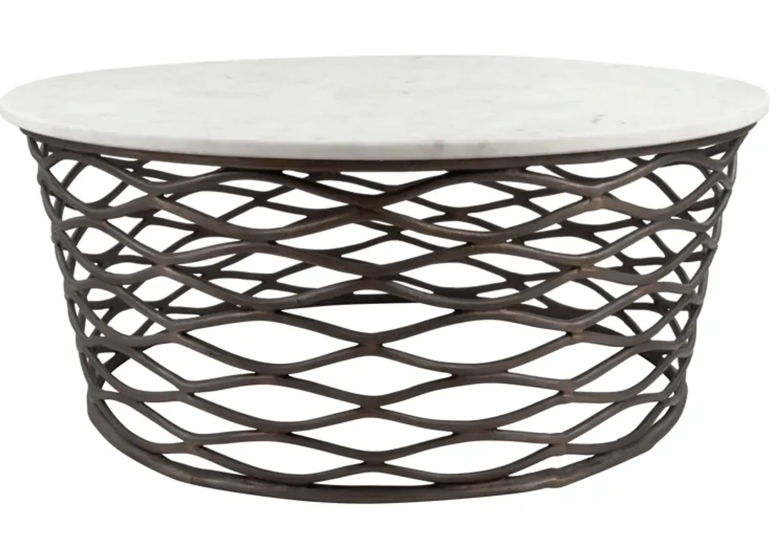 Queen Coffee Table White & Antique Bronze