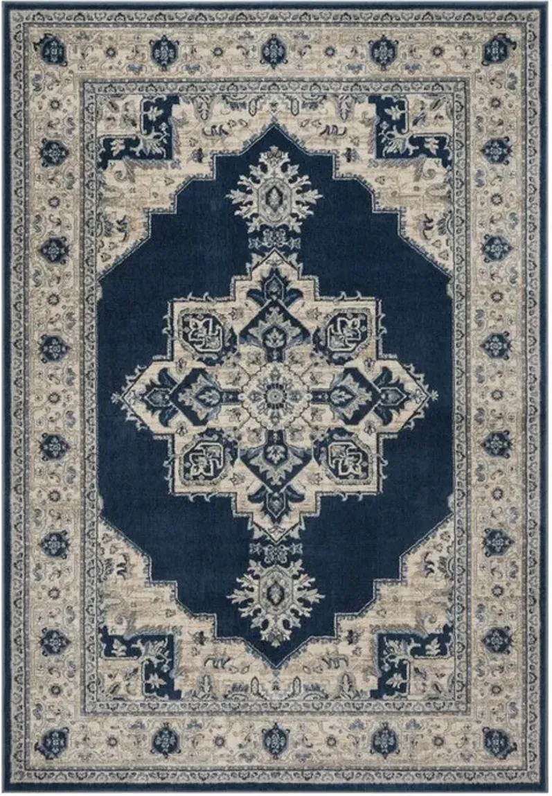 Brentwood 865 Navy / Creme 3' X 5' Small Rectangle Powerloomed Rug