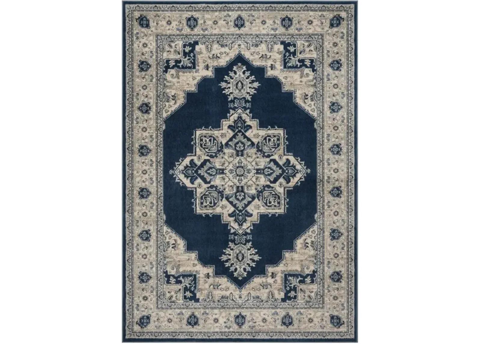 Brentwood 865 Navy / Creme 3' X 5' Small Rectangle Powerloomed Rug