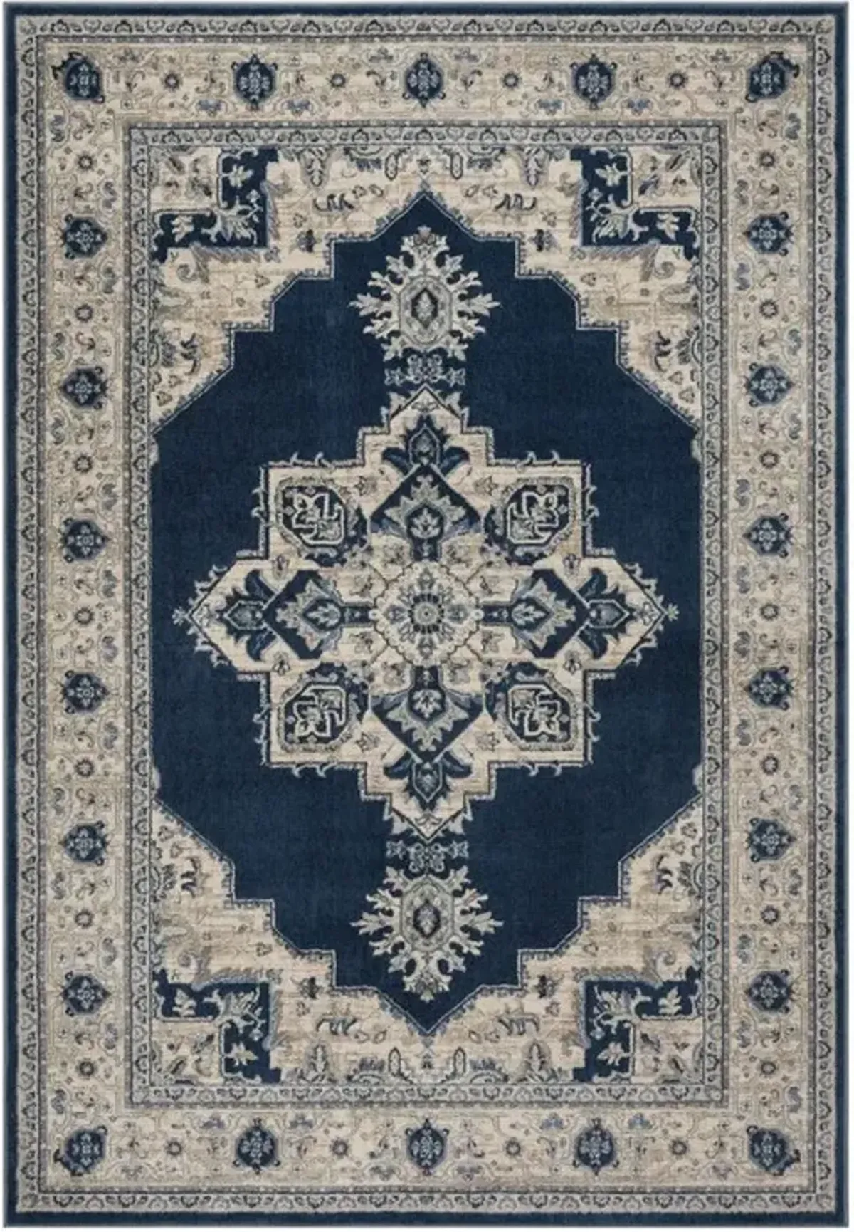 Brentwood 865 Navy / Creme 3' X 5' Small Rectangle Powerloomed Rug