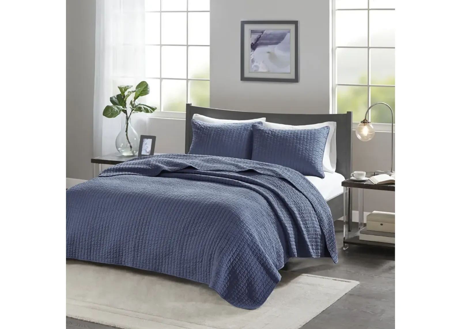 Madison Park Keaton Navy 2 Piece Quilt Set